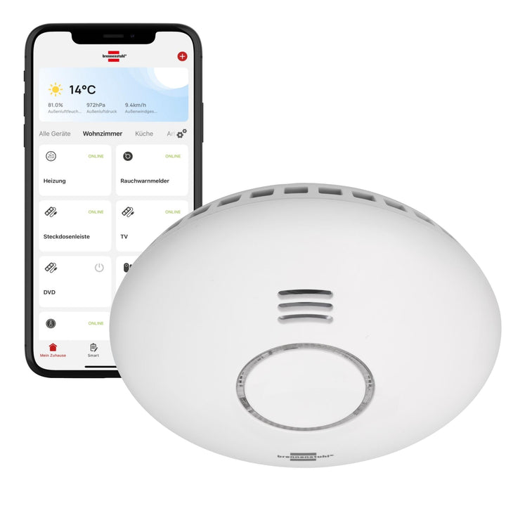 brennenstuhlConnect WiFi Rauch-und Hitzewarnmelder WRHM01 mit App-Benachrichtigung (WLAN Rauchmelder