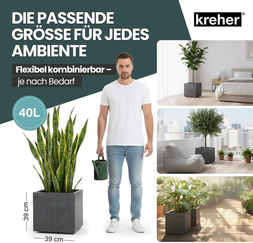 Kreher XL Pflanzkasten Millennium in verschiedenen Formaten und Farben. Tolle Naturstein Optik in Br