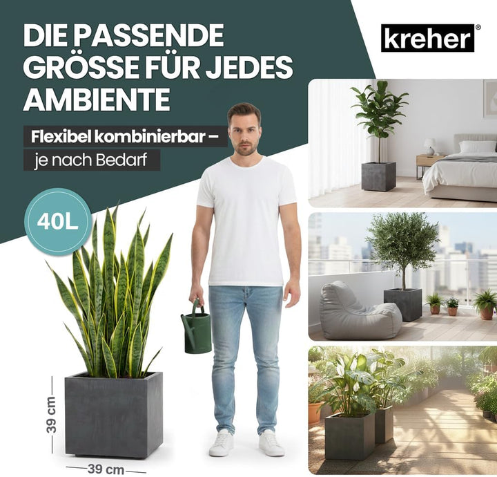 Kreher XL Pflanzkasten Millennium in verschiedenen Formaten und Farben. Tolle Naturstein Optik in Br