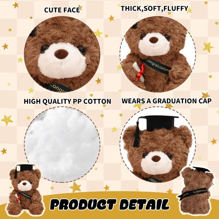 Hpbaggy Teddybär Plüschtier,Examensbär,Teddy Plüschbär mit Diplom und Doktorhut,Bachelor Abschluss G
