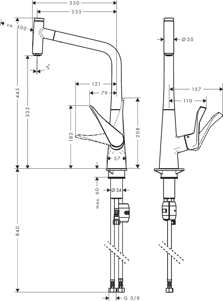 hansgrohe Küchenarmatur Metris Select M71, Wasserhahn Küche mit Auslauf Höhe 320 mm, 150° drehbar, a