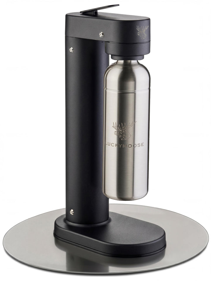 Infinity-S Wassersprudler aus hochwertigem Edelstahl (Black/Silver) – inkl. 2x 1,25L Edelstahlflasch