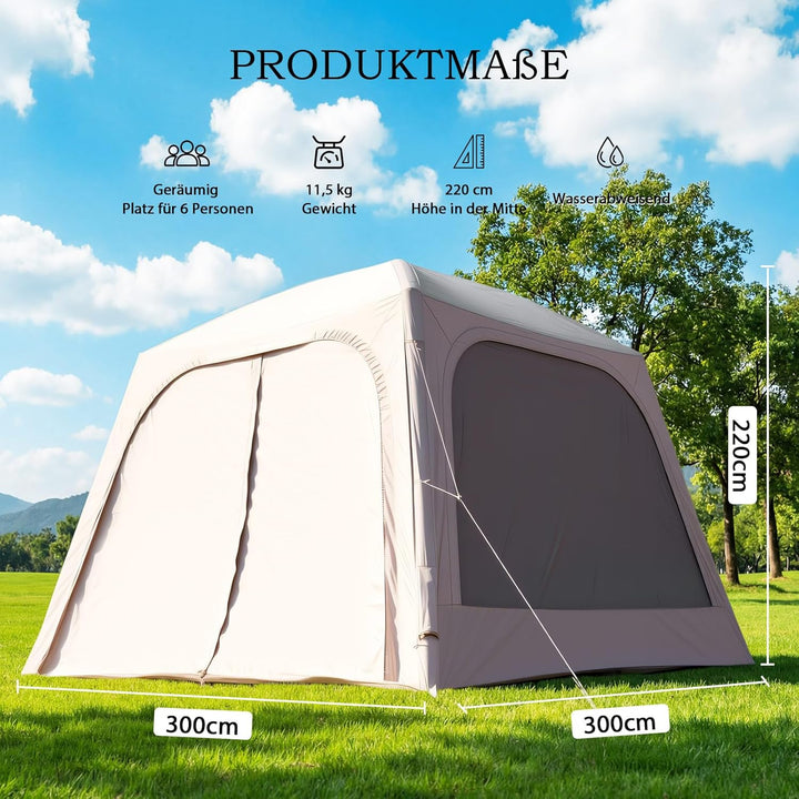 Ytaoeo Aufblasbares Zelt Camping Pavillon mit Luftpumpe Abnehmbarer Türvorhang Aufblasbares Campingz
