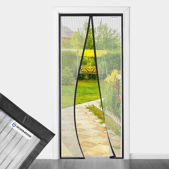 Fliegengitter tür 110x230cm, design4door Fliegengitter Balkontür Schwarz, Keine Stechmücken, Gesunde