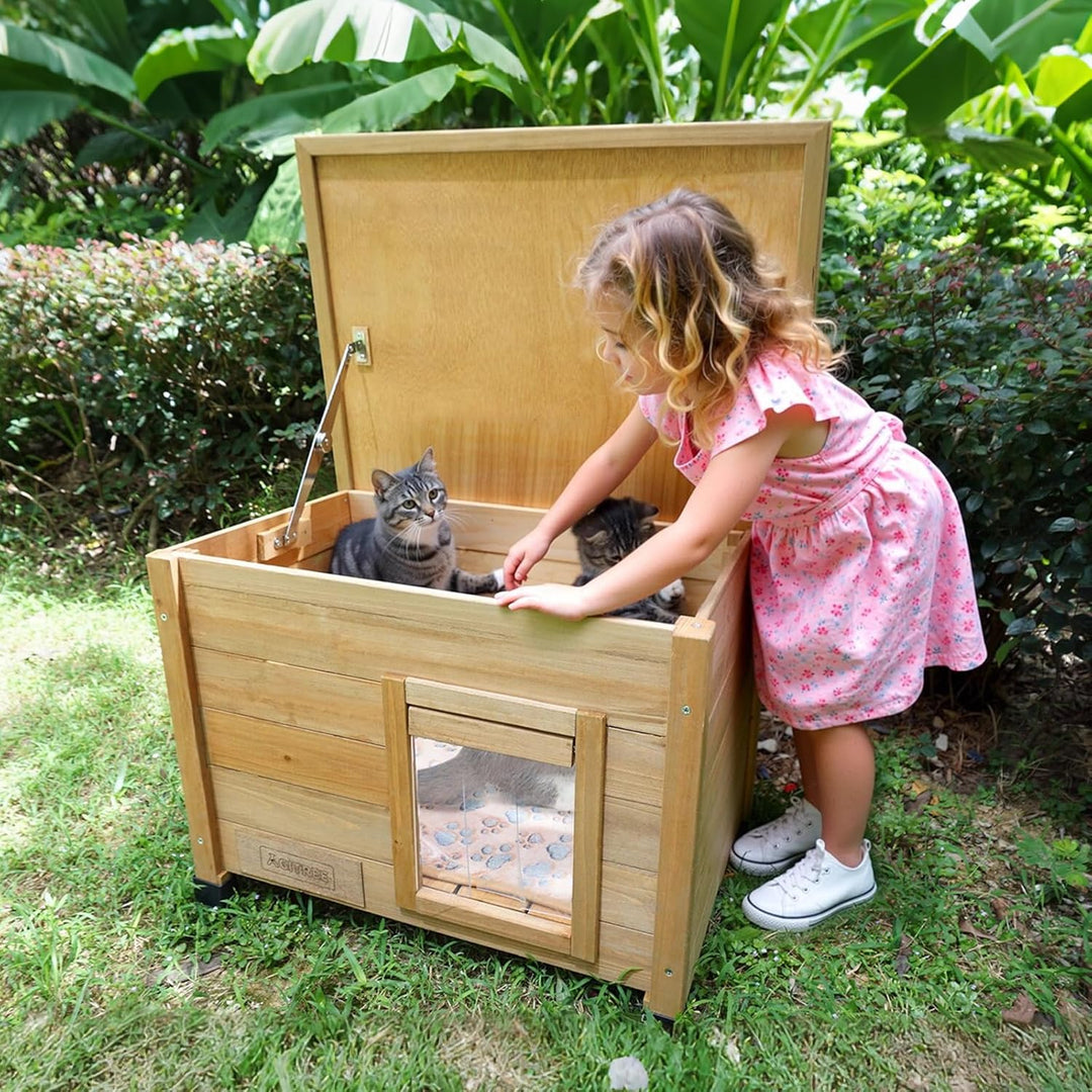 Holz-Katzenhaus für den Aussenbereich mit wasserdichtem Asphaltdach, geeignet für Welpen und kleine