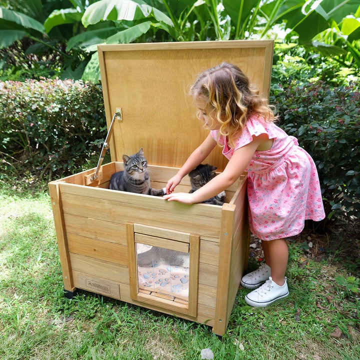 Holz-Katzenhaus für den Aussenbereich mit wasserdichtem Asphaltdach, geeignet für Welpen und kleine