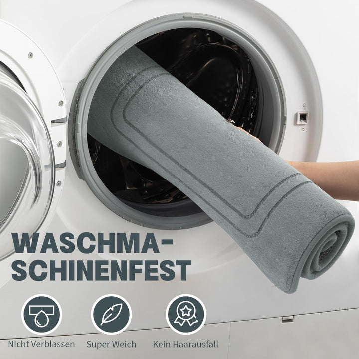 chakme Badezimmerteppich Set 3 Teilig, Weiche Memory-Schaum Badematte und U Förmige wc Vorleger, Bad