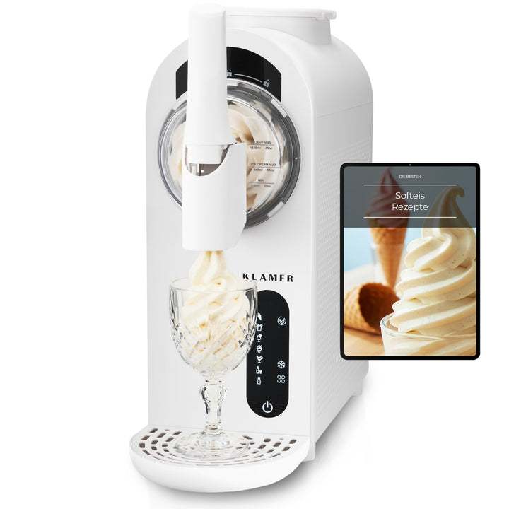 KLAMER Softeismaschine, Eismaschine & Slush Maschine mit 7 Programmen: Softeis, Slushie, Frappé uvm,