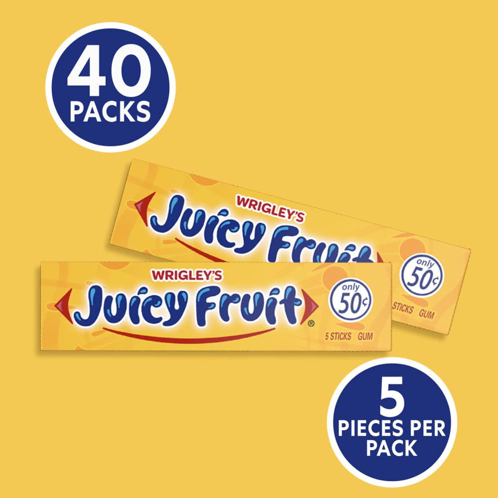 WRIGLEY'S JUICY FRUIT Kaugummi, Grosspackung, 5 Stäbchen (40 Stück)