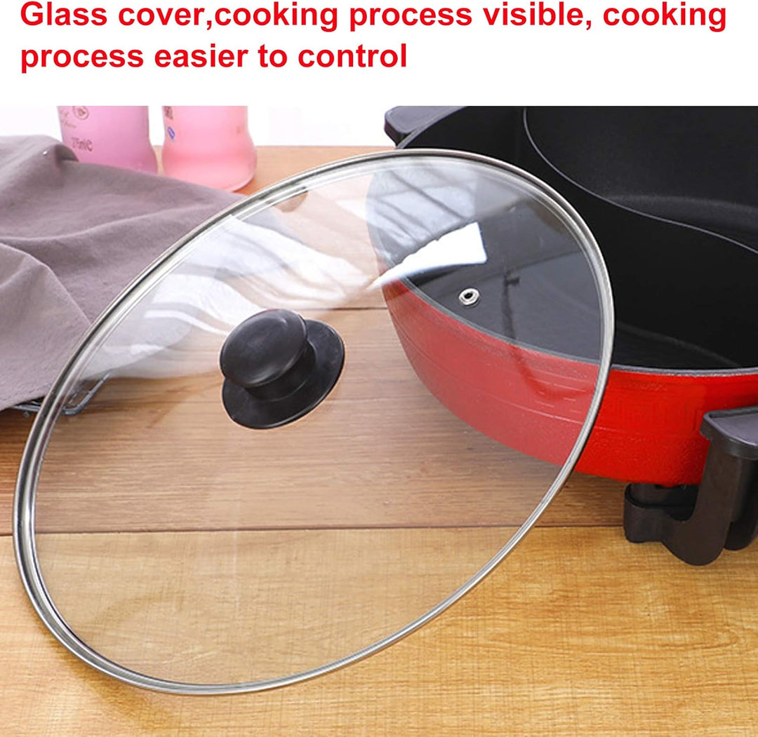 Elektrisch Hot Pot 6L Twin Kochtopf Feuertopf Suppentopf mit Deckel, Elektrischer Hotpot Topf 2 Grid