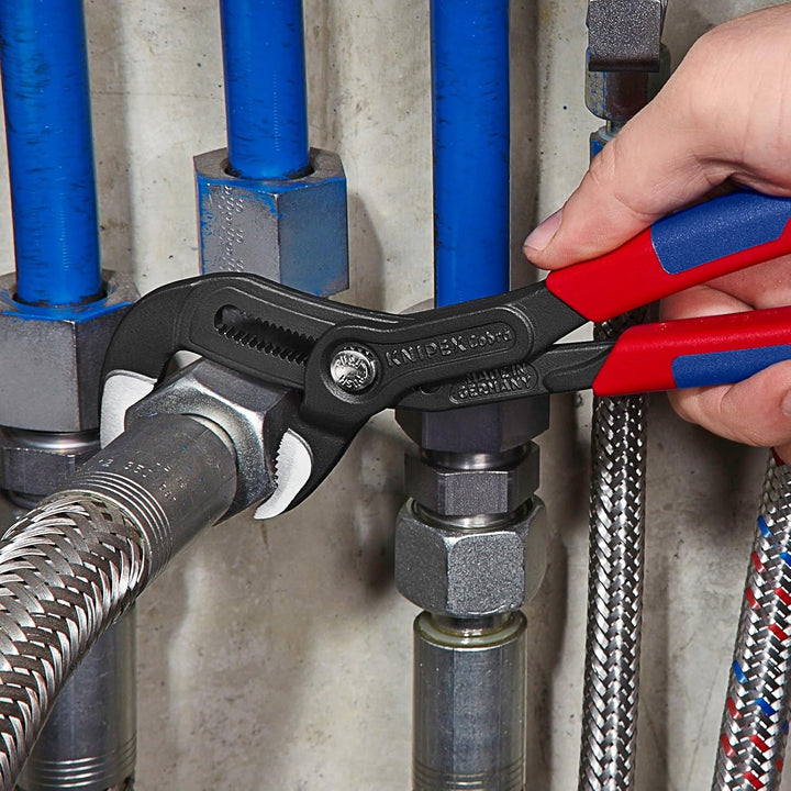 KNIPEX Zangenschlüssel (250 mm) 86 05 250 &amp; 87 02 250 SB Cobra® Hightech-Wasserpumpenzange grau atra