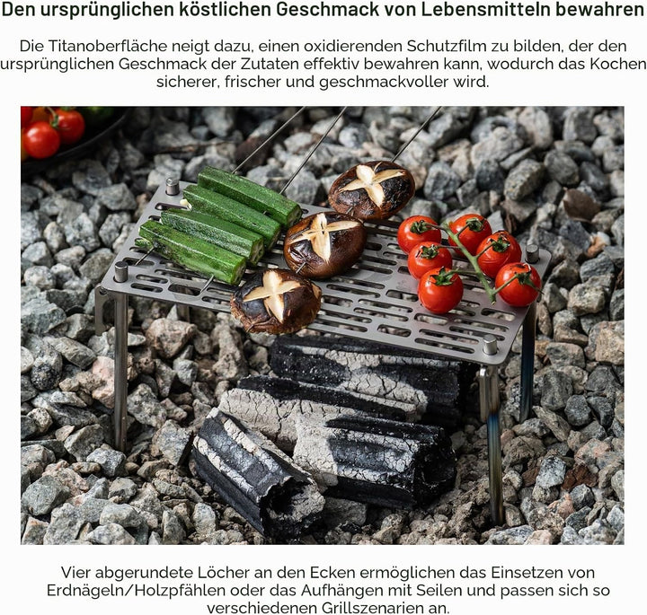 iBasingo Titan Grillrost Ultraleichtes Outdoor Grillzubehör für Camping, Wandern & Backpacking 2mm D