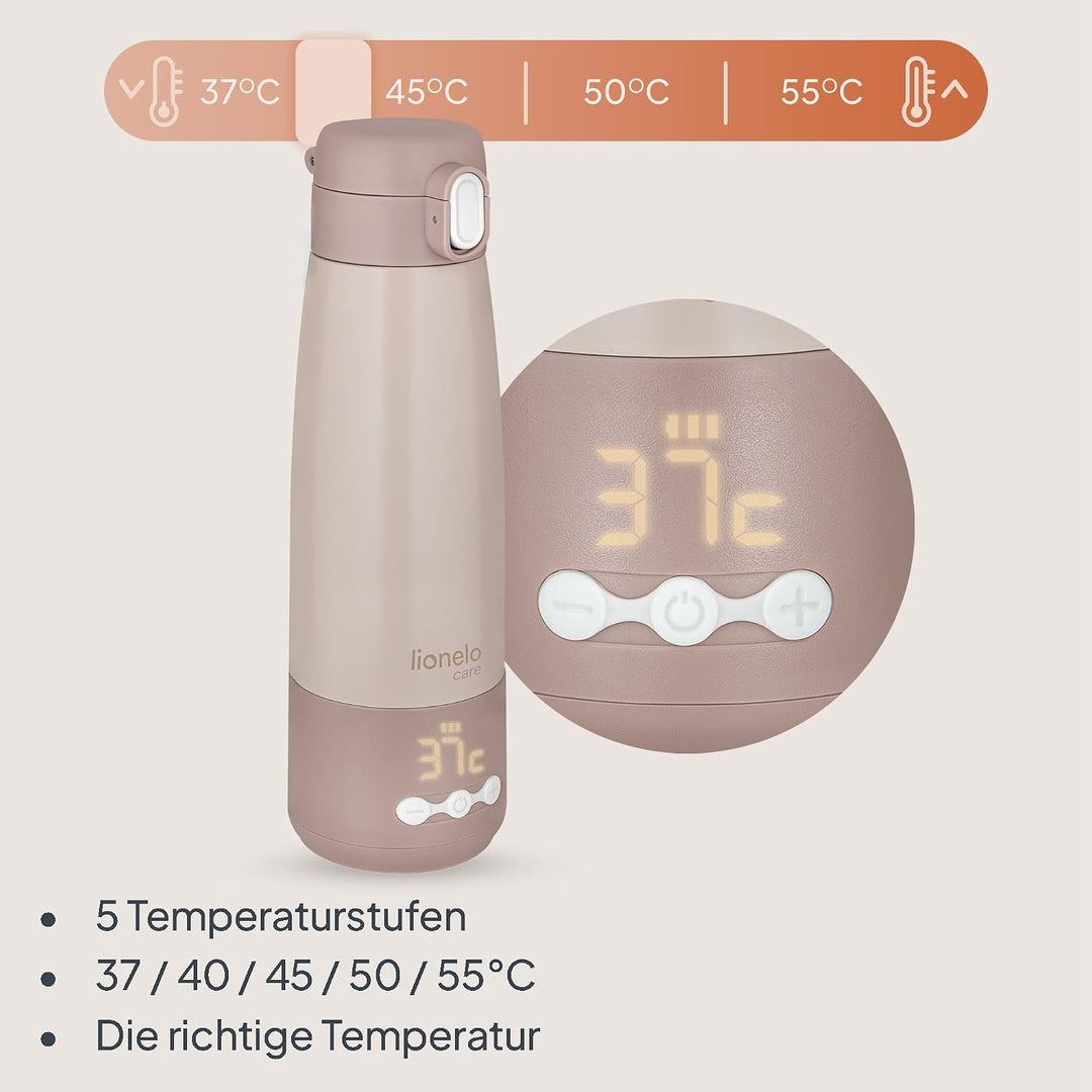 Lionelo Thermup Bottle tragbarer Babyflaschenwärmer für unterwegs, kabellos, Thermosflasche mit Heiz