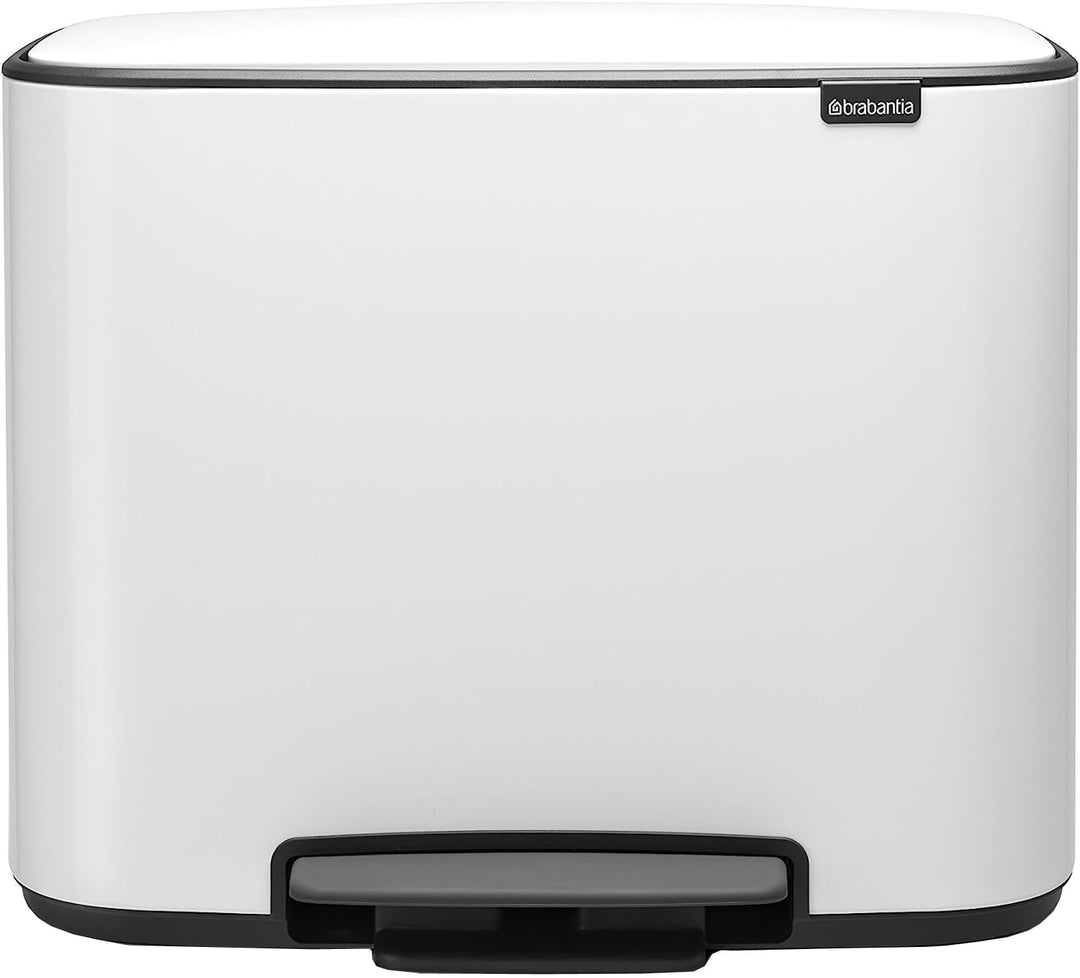 Brabantia 121005 BO Treteimer 3 x 11 L Abfalleimer, Metall, White, 54 x 36.5 x 44 cm, 3 x 11 Litre W