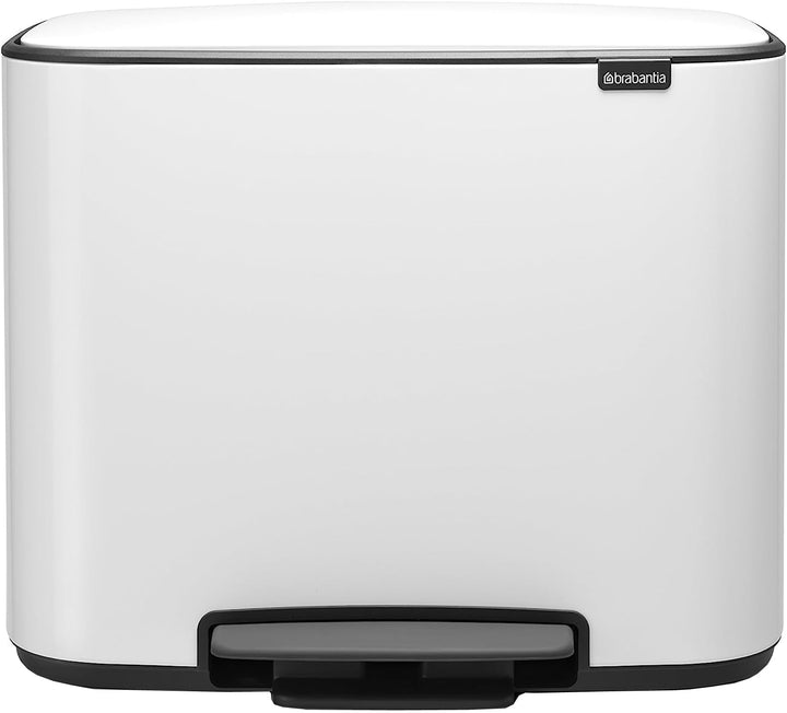 Brabantia 121005 BO Treteimer 3 x 11 L Abfalleimer, Metall, White, 54 x 36.5 x 44 cm, 3 x 11 Litre W