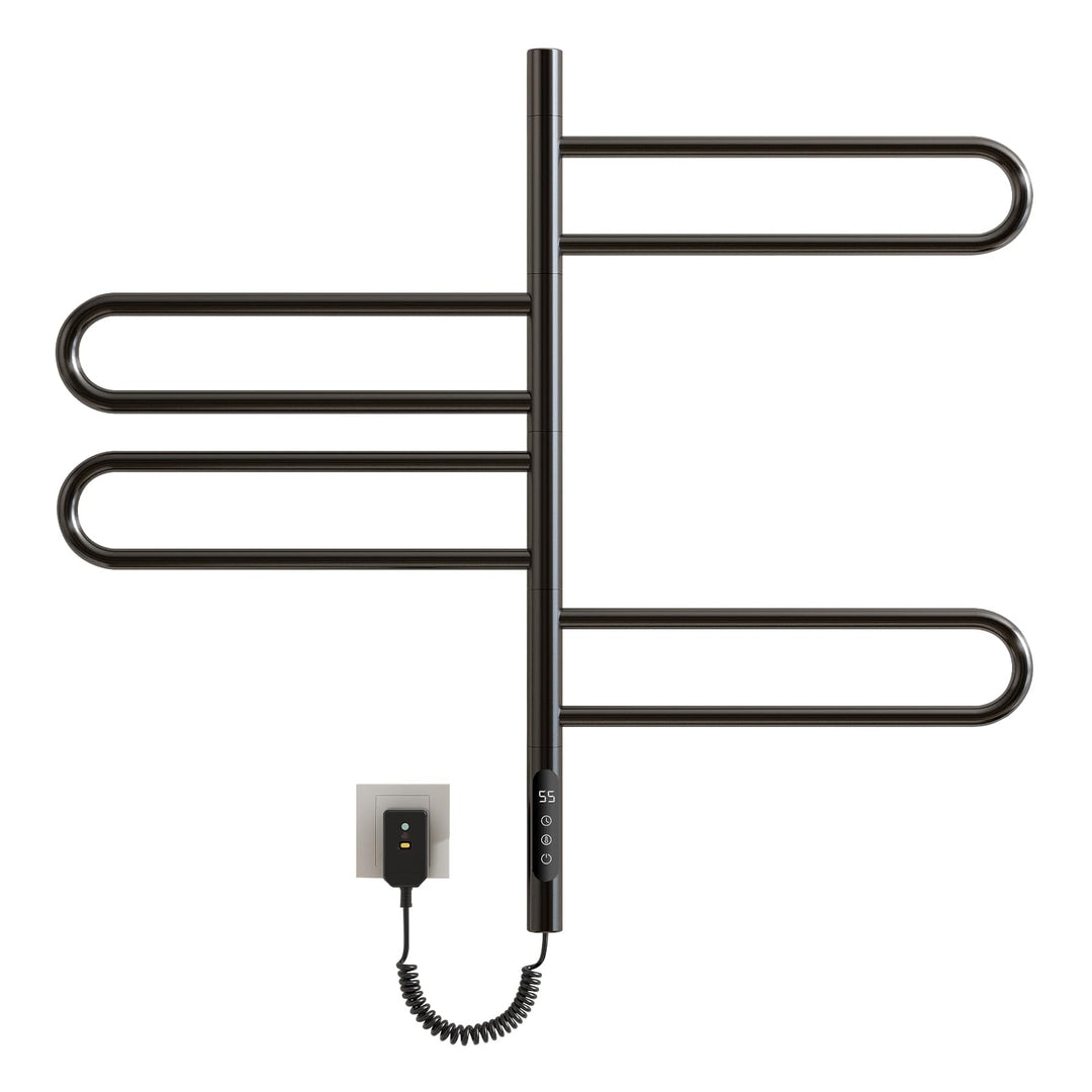 Handtuchheizkörper Elektrisch, 180° Drehung Badheizkörper Elektrisch Schwarz, 170W, Handtuchtrockner