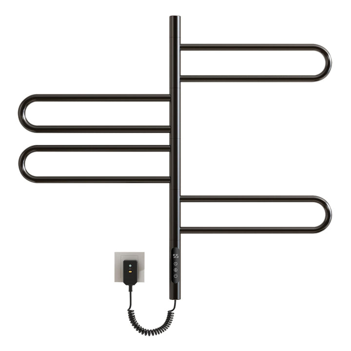 Handtuchheizkörper Elektrisch, 180° Drehung Badheizkörper Elektrisch Schwarz, 170W, Handtuchtrockner