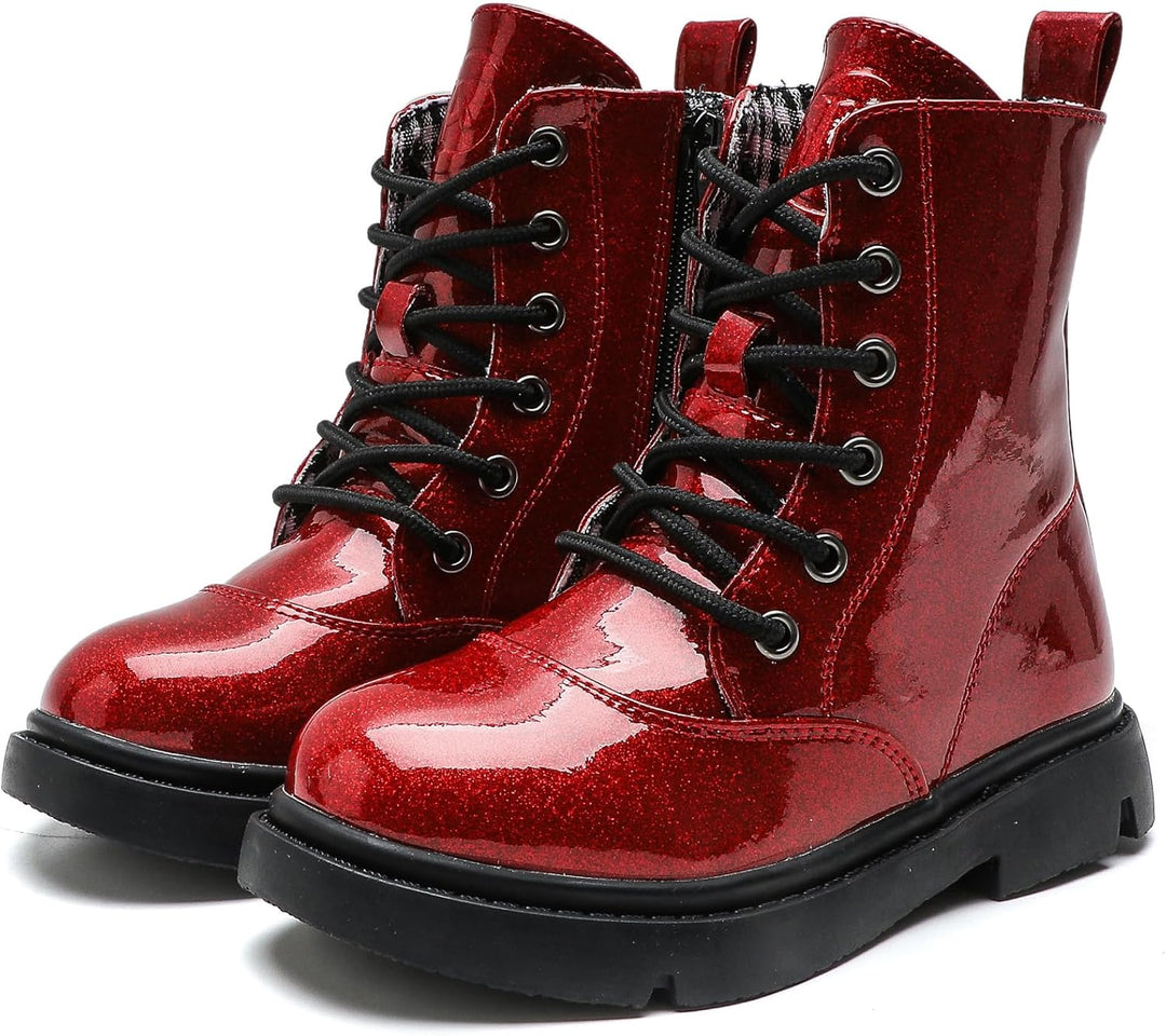 DADAWEN Jungen Stiefel Wasserdichte Mädchen Schnürstiefeletten 26 EU Rot, 26 EU Rot