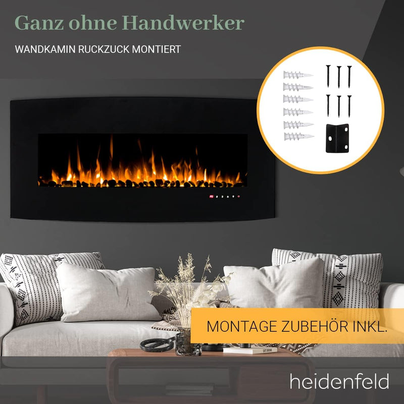 Heidenfeld Elektrokamin HF-WK400 - 𝟯 𝐉𝐀𝐇𝐑𝐄 𝐆𝐀𝐑𝐀𝐍𝐓𝐈𝐄 - 1500 Watt - LED Kamin mit 10 Farben - Fernbedi