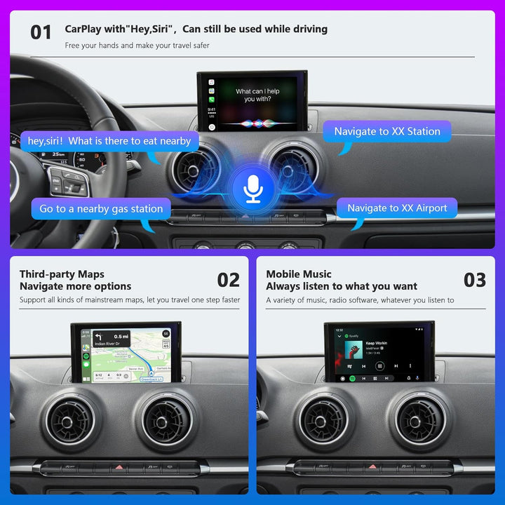 Road Top Kabelloses Carplay Android Auto für Audi A3 S3 2013-2018 Jahr, Drahtloses Carplay Retrofit