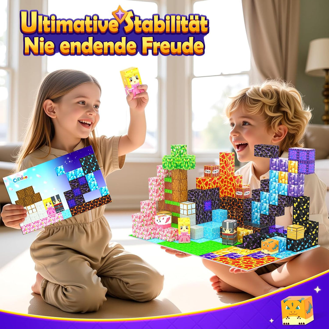 Magnetische Bausteine- Magnetbausteine Magnetspielzeug, 154 Teile Magnetische Bauwelt Spielzeug, Bau