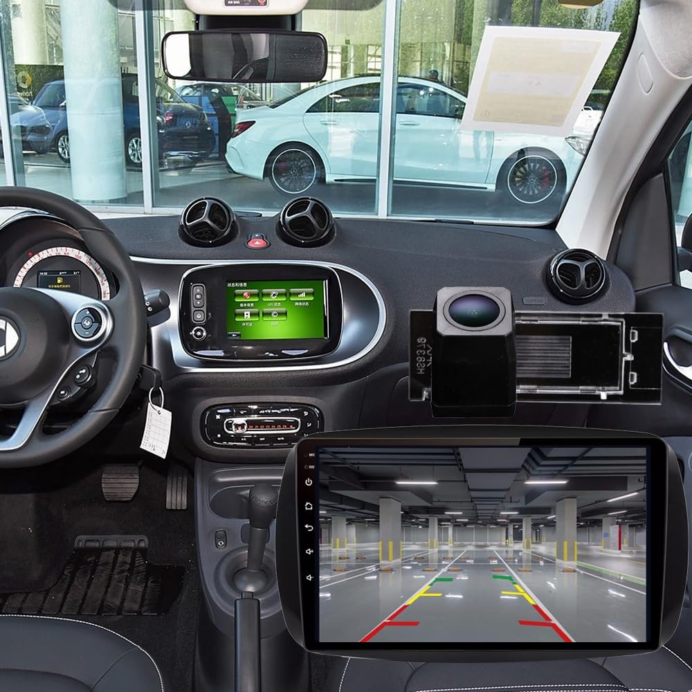Android Autoradio mit GPS Navigation + HD Nachtsicht Auto Rückfahrkamera Ersatz für Smart Forfour 4