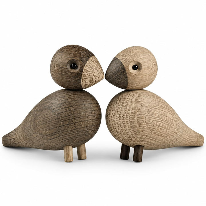 Kay Bojesen Unzertrennliche 1 Paar Figuren 9 cm Singvögel Dekoration, Holz, Holz