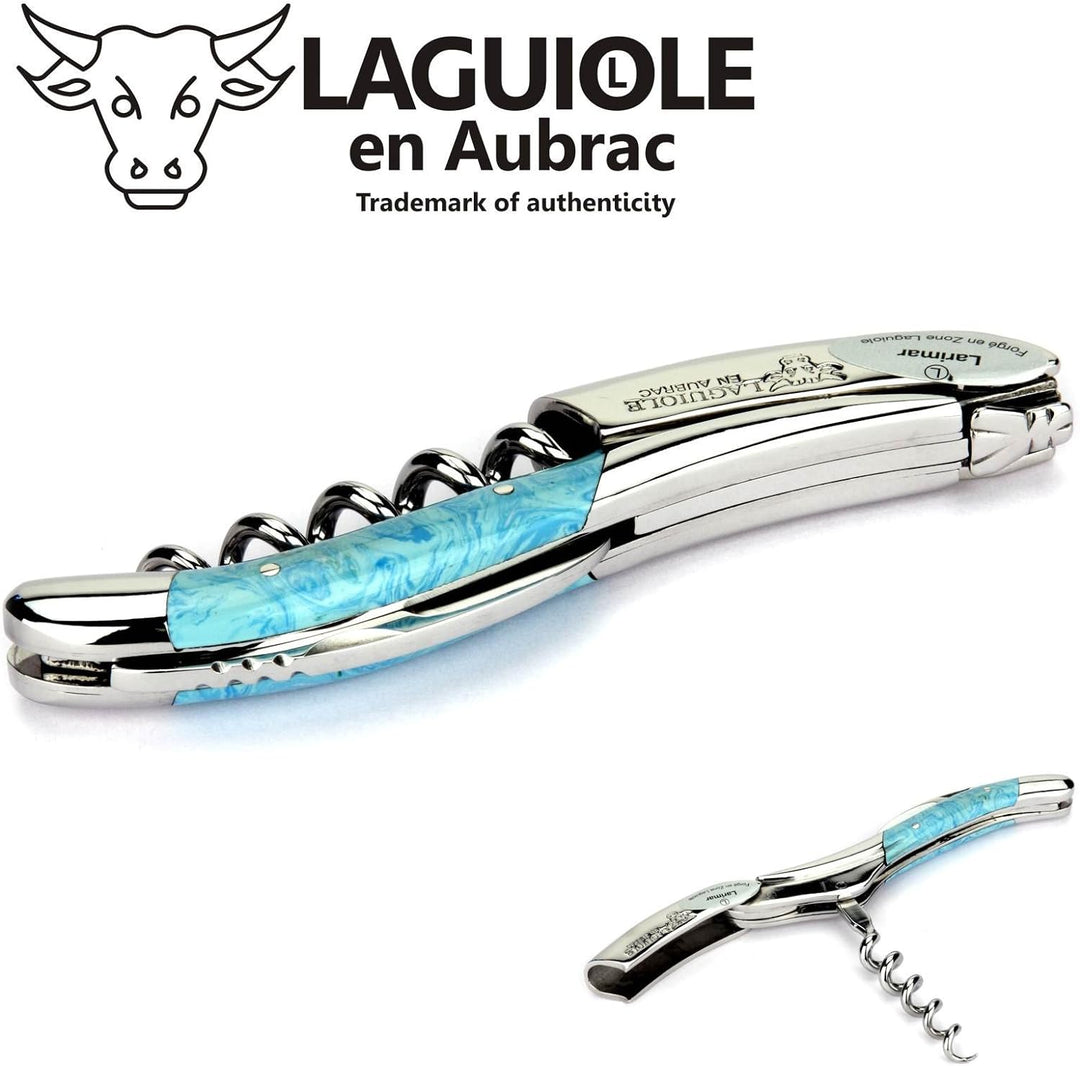 Laguiole en Aubrac Kellnermesser Larimar blau Edelstahl glänzend SOM99PWI Sommelierbesteck