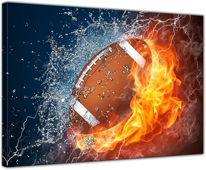 Bilderdepot24 Bild auf Leinwand | Football - Feuer und Eis in 70x50 cm als Wandbild | Wand-deko Deko