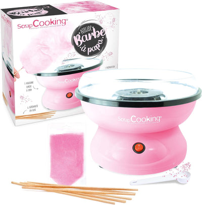 ScrapCooking 3900 Zuckerwattemaschine Cotton Candy Factory Ø 28 cm, Mit Stäbchen, Messlöffel, Süsse