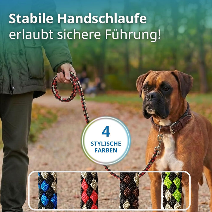 Geflochtene Hundeleine für mittelgrosse und grosse Hunde bis 60 kg | Kurze Führleine | 1,20 m lang |