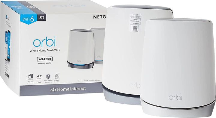 NETGEAR Orbi NBK752 5G LTE WiFi 6 WLAN Mesh System (5G Funknetz Homespot Set bis 350 m² Abdeckung un