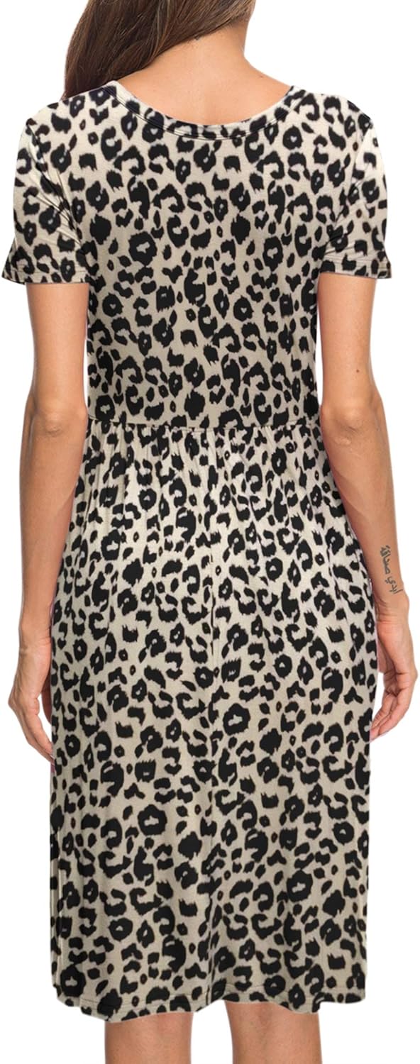 AUSELILY Damen Kleider Sommer Sommerkleider Knielang Kurzarm Empire Freizeitkleid Schicke Shirtkleid