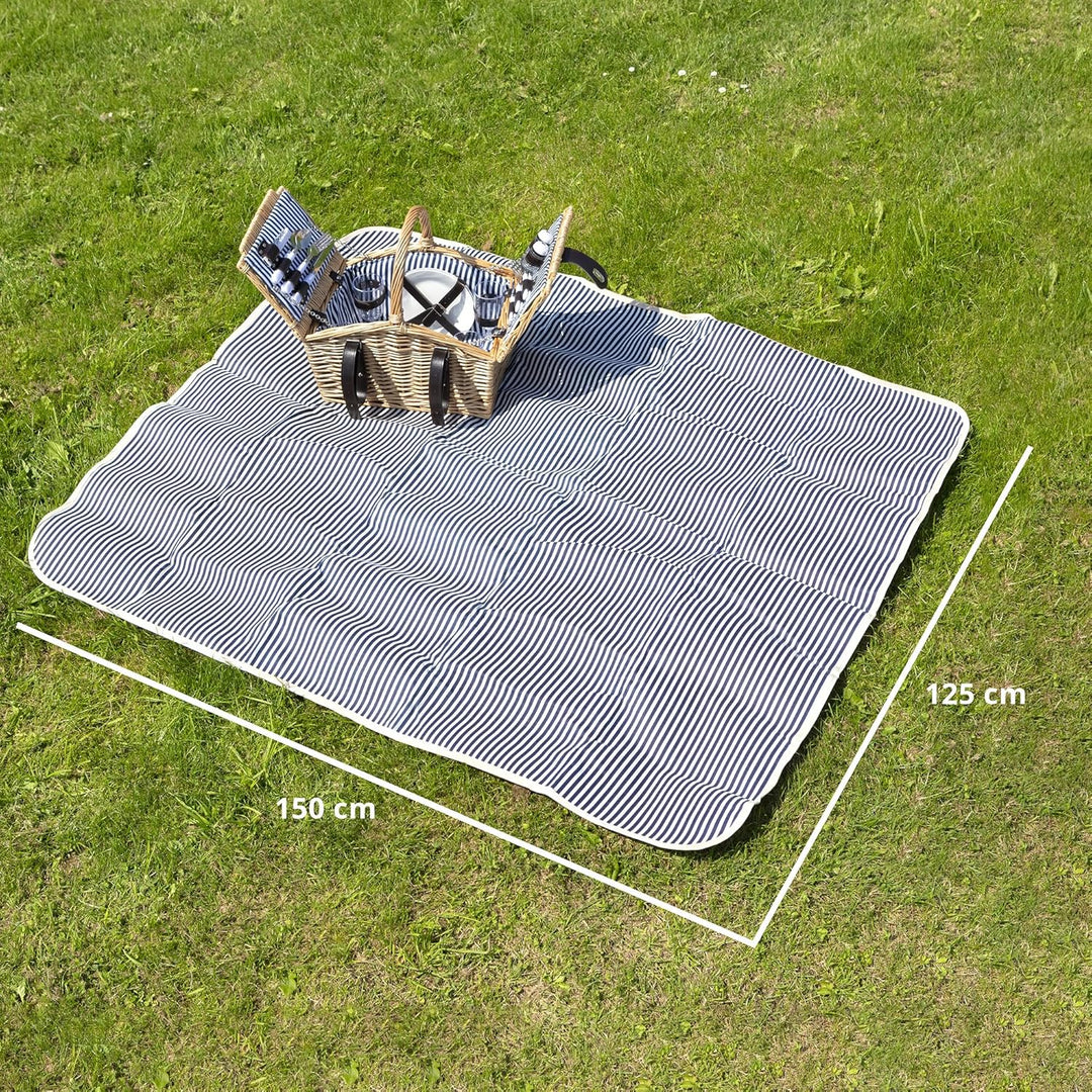 Picknickkorb mit Decke für 4 Personen Dutch Mountains - 24 Teilig Besteck mit Weingläser - Komplette