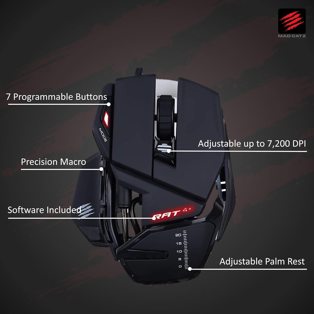 MadCatz R.A.T. 4+ Optical Gaming Mouse, Black R.A.T. 4+ Black, R.A.T. 4+ Black