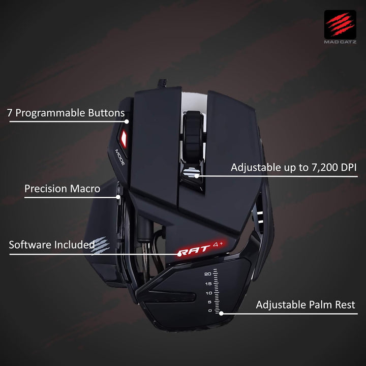 MadCatz R.A.T. 4+ Optical Gaming Mouse, Black R.A.T. 4+ Black, R.A.T. 4+ Black