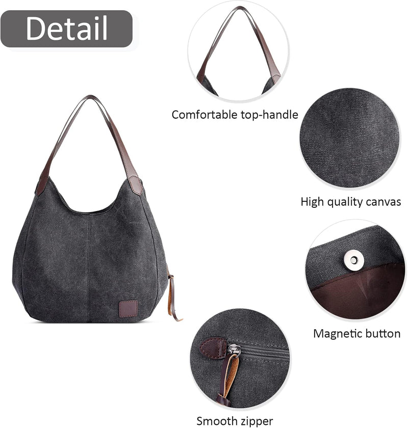 DIRRONA Mode Damen Canvas Handtasche Damen Canvas Schultertasche Canvas Tragetasche Leicht Sanft Han