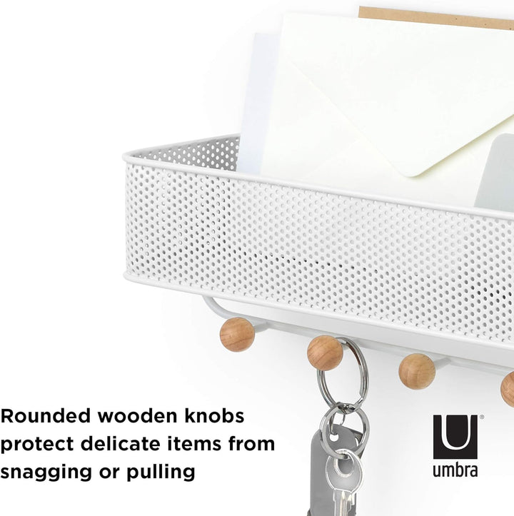 Umbra Estique Schlüsselbrett mit Briefablage, Multifunktionaler Wand Organizer für den Eingangsberei