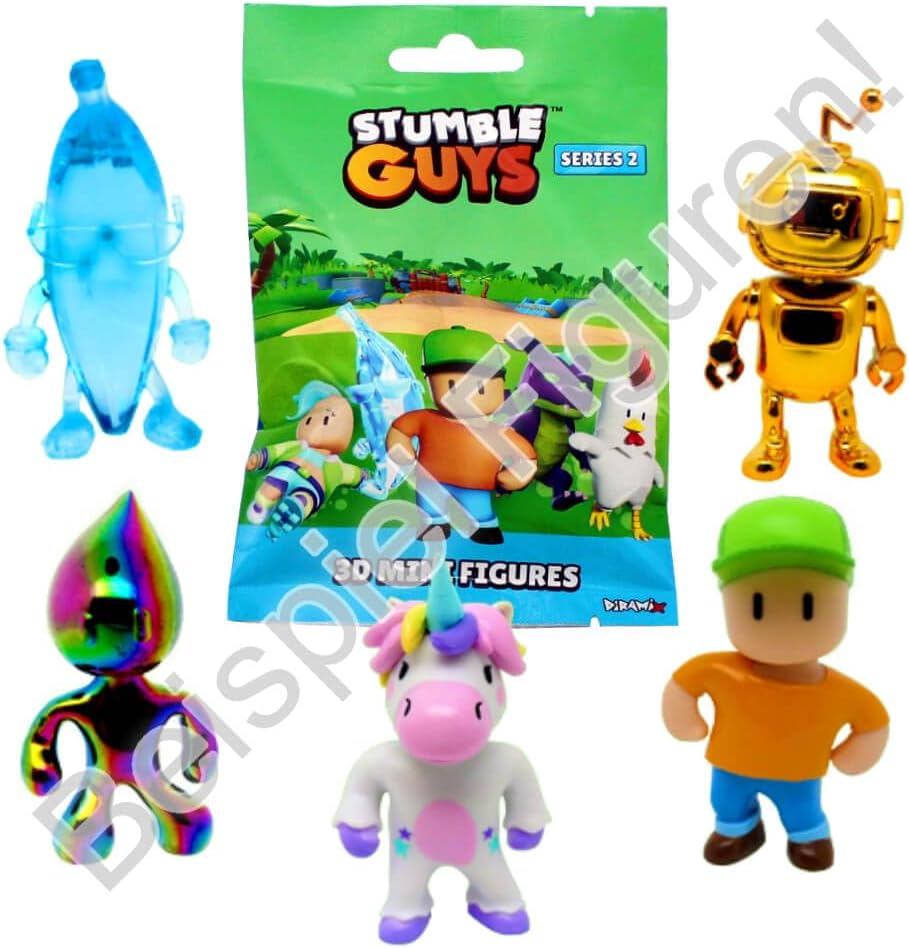 Generisch Stumble Guys 3D Sammelfiguren Serie 2 - Chrome Crystal Figur - 2 Tüten