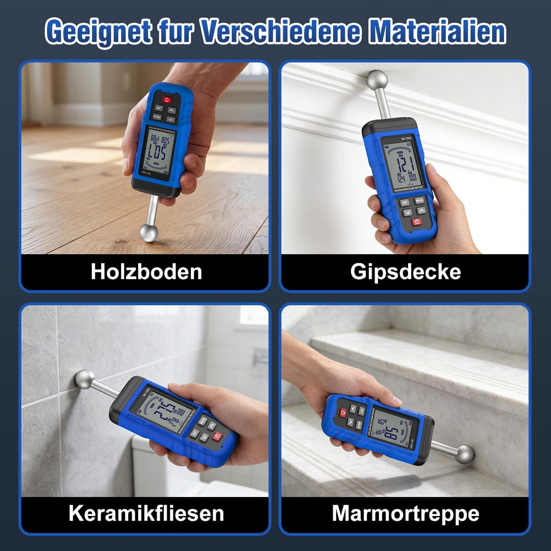 Feuchtigkeitsmessgerät, Feuchtemessgerät Wand Wiederaufladbares für Wand, Holz, Mauerwerk, Feuchtigk