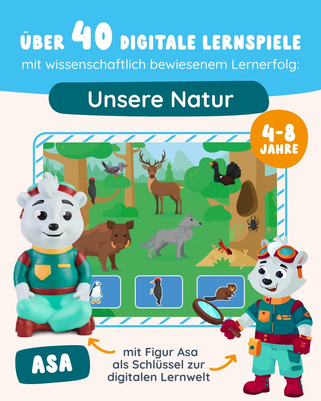 Edurino Figur Asa Unsere Natur ab 4 Jahren inkl. App | Heimische Pflanzen & Tiere | Artenvielfalt |