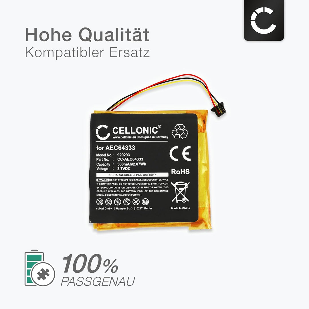 CELLONIC, Akku für Headset kompatibel mit Beats Studio 3.0, Studio 2.0 (560mAh, 3.7V) 1x Ersatzakku