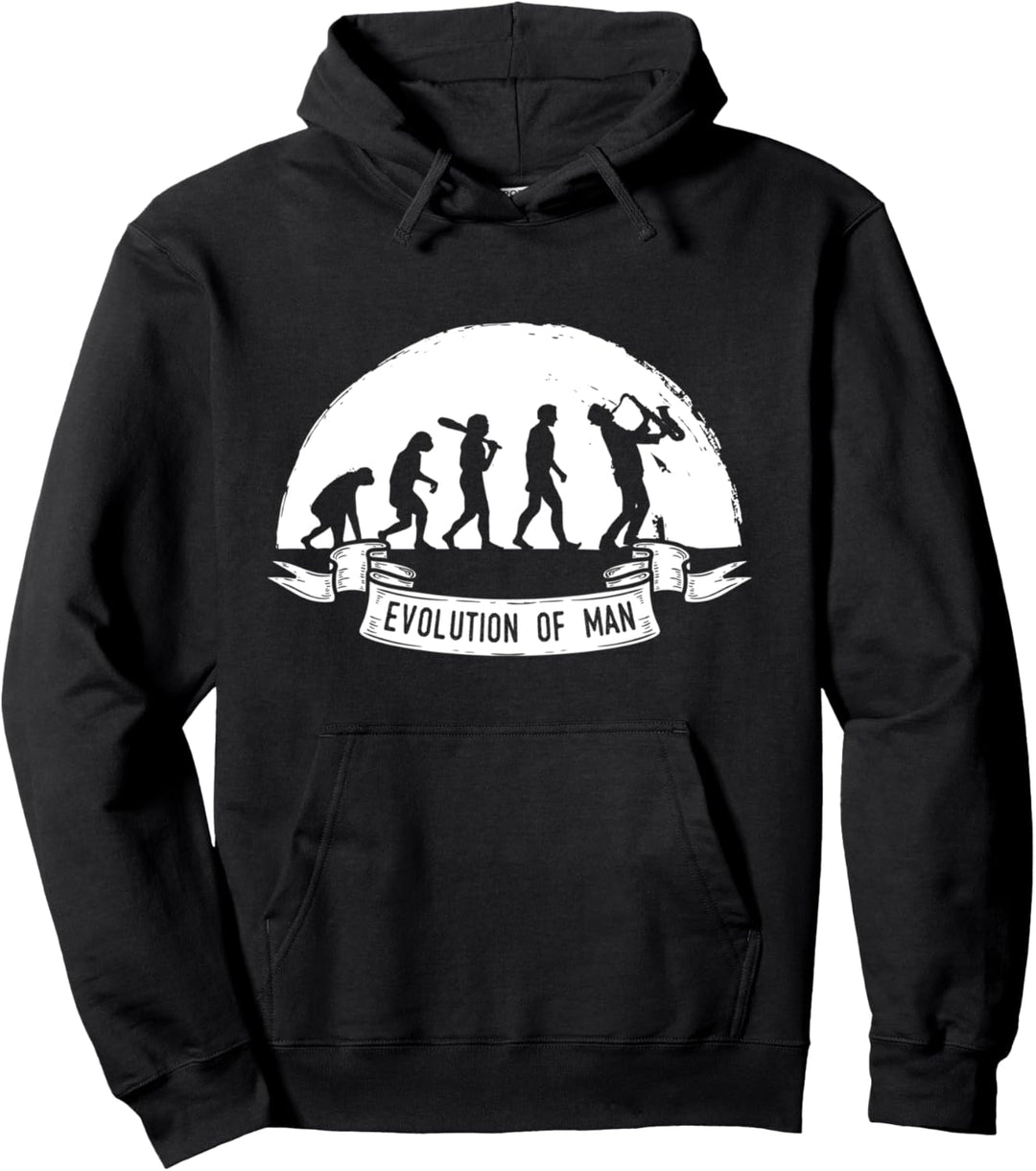 Saxophonisten Geschenkidee Evolution Jazz Musiker Instrument Pullover Hoodie