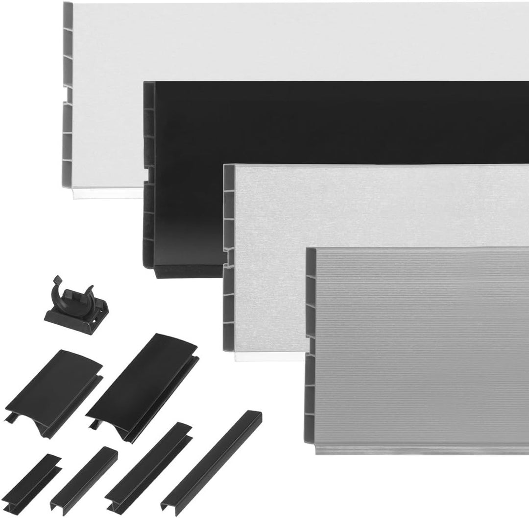 HOLZBRINK 150cm Sockelblende Sockelleiste für Einbauküche 150mm Höhe ALUMINIUM Gebürstet - HBK15 1x