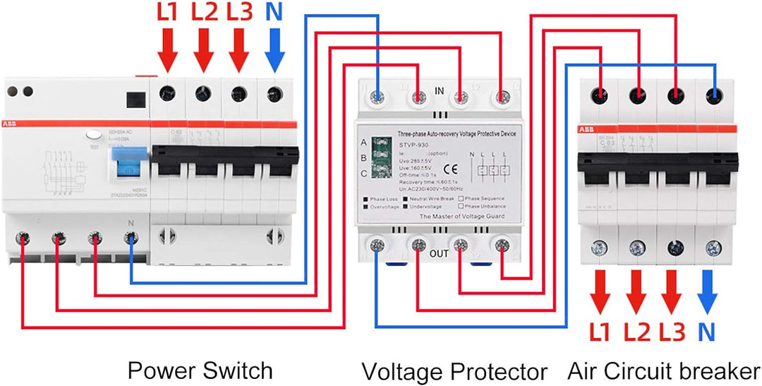 Überspannungsschutz Spannungsschutz 3-phase voltage LCD multifunction self-reset STVP-932 230 V/400