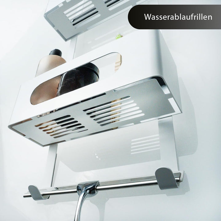 Dolvhin Duschablage zum Hängen | Patentiertes Duschregal ohne Bohren | Edelstahl Badregal Shampoohal
