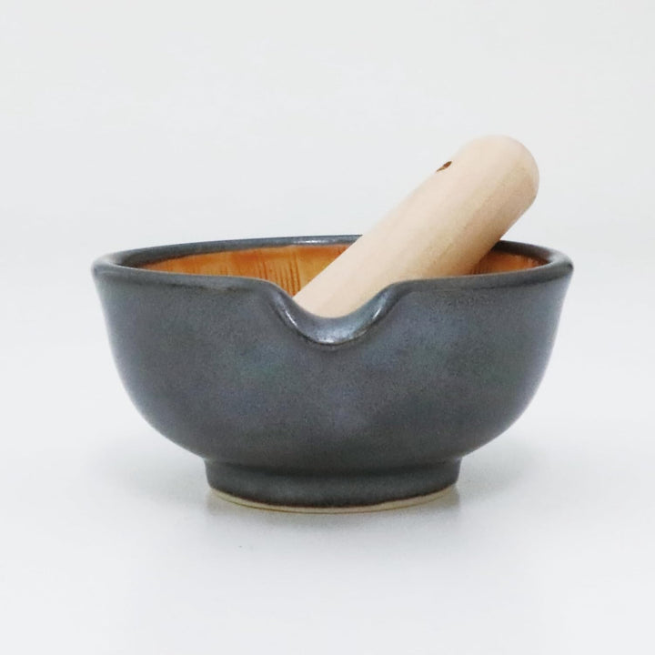 SASUGA Japanisches Suribachi Mörser- &amp; Stössel-Set – Traditionelle Keramik-Reibschale mit Holzstösse