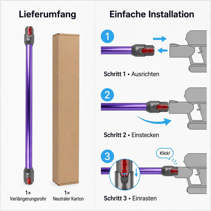 Verlängerungsrohr kompatibel mit Dyson V12/V10 Slim