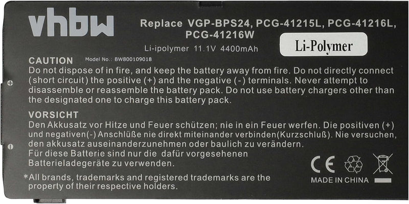 vhbw Akku kompatibel mit Sony Vaio VPC-SB25FH/S, VPC-SB25FH/W, VPC-SB25FW/B, VPC-SB25FW/L Notebook (