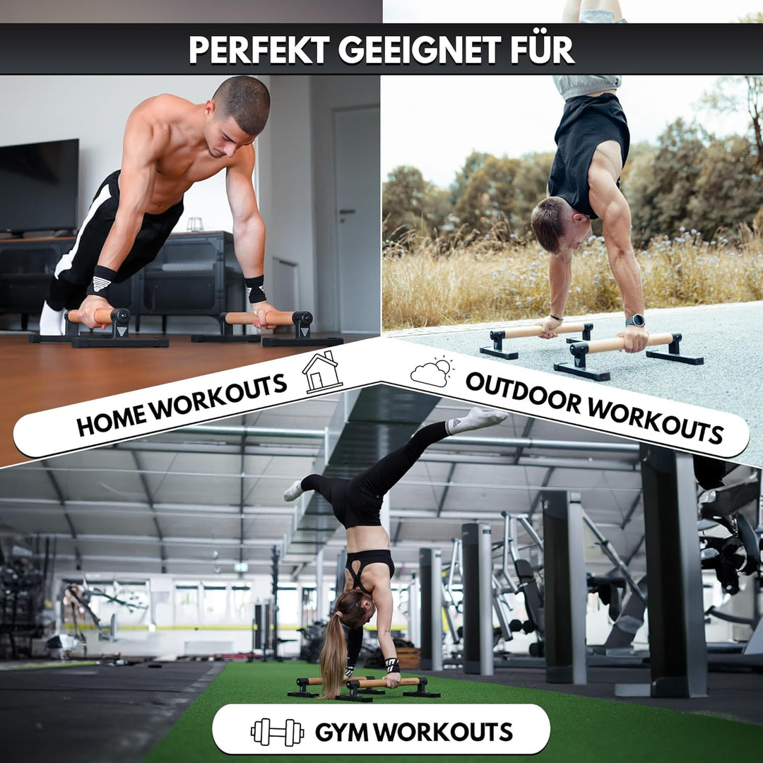 GORNATION Parallettes, inkl. Grip Tape, Calisthenics Equipment für Handstand & Push Ups, Liegestützg